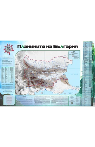 Корица: Карта „Планините на България“